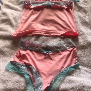 Pink & Blue Spaghetti top and short bottoms